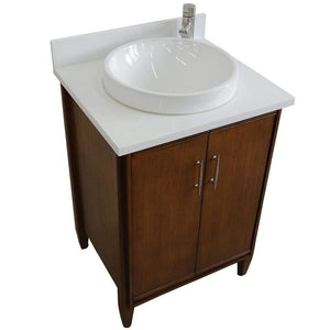 Bellaterra Home Vanity BellaTerra Home 25" Single sink vanity in Walnut finish with White quartz and round sink 400901-25-WA-WERD