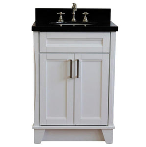 Bellaterra Home Vanity BellaTerra Home 25" Single Sink Vanity in White Finish with Black Galaxy Granite and Oval Sink 400700-25-WH-BGO