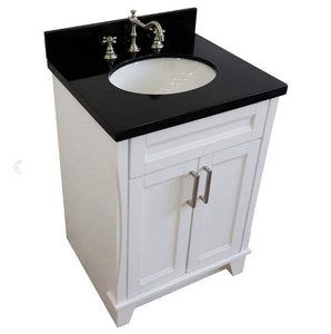 Bellaterra Home Vanity BellaTerra Home 25" Single Sink Vanity in White Finish with Black Galaxy Granite and Oval Sink 400700-25-WH-BGO