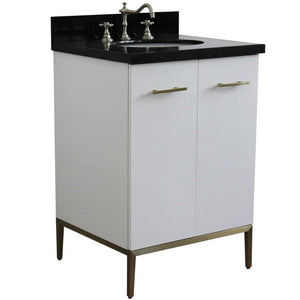 Bellaterra Home Vanity BellaTerra Home 25" Single sink vanity in White finish with Black galaxy granite and oval sink 408001-25-WH-BGO