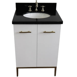 Bellaterra Home Vanity BellaTerra Home 25" Single sink vanity in White finish with Black galaxy granite and oval sink 408001-25-WH-BGO