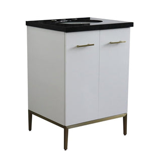 Bellaterra Home Vanity BellaTerra Home 25" Single sink vanity in White finish with Black galaxy granite and oval sink 408001-25-WH-BGO