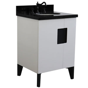 Bellaterra Home Vanity BellaTerra Home 25" Single sink vanity in White finish with Black galaxy granite and oval sink 408800-25-WH-BGO
