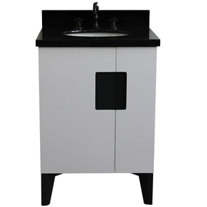 Bellaterra Home Vanity BellaTerra Home 25" Single sink vanity in White finish with Black galaxy granite and oval sink 408800-25-WH-BGO