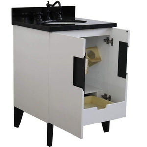 Bellaterra Home Vanity BellaTerra Home 25" Single sink vanity in White finish with Black galaxy granite and oval sink 408800-25-WH-BGO