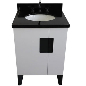 Bellaterra Home Vanity BellaTerra Home 25" Single sink vanity in White finish with Black galaxy granite and oval sink 408800-25-WH-BGO