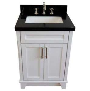 Bellaterra Home Vanity BellaTerra Home 25" Single Sink Vanity in White Finish with Black Galaxy Granite and Rectangle Sink 400700-25-WH-BGR