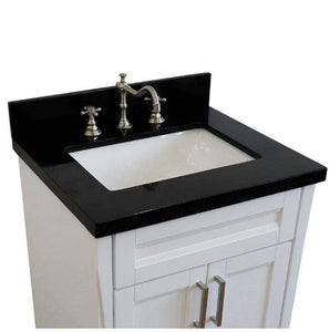 Bellaterra Home Vanity BellaTerra Home 25" Single Sink Vanity in White Finish with Black Galaxy Granite and Rectangle Sink 400700-25-WH-BGR