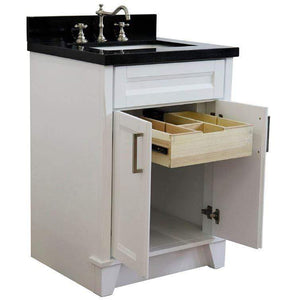 Bellaterra Home Vanity BellaTerra Home 25" Single Sink Vanity in White Finish with Black Galaxy Granite and Rectangle Sink 400700-25-WH-BGR