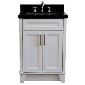 Bellaterra Home Vanity BellaTerra Home 25" Single Sink Vanity in White Finish with Black Galaxy Granite and Rectangle Sink 400700-25-WH-BGR
