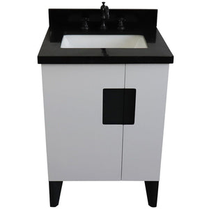 Bellaterra Home Vanity BellaTerra Home 25" Single sink vanity in White finish with Black galaxy granite and rectangle sink 408800-25-WH-BGR