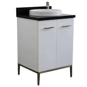 Bellaterra Home Vanity BellaTerra Home 25" Single sink vanity in White finish with Black galaxy granite and round sink 408001-25-WH-BGRD