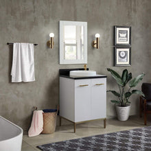 Load image into Gallery viewer, Bellaterra Home Vanity BellaTerra Home 25&quot; Single sink vanity in White finish with Black galaxy granite and round sink 408001-25-WH-BGRD