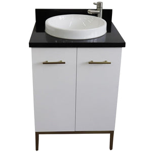 Bellaterra Home Vanity BellaTerra Home 25" Single sink vanity in White finish with Black galaxy granite and round sink 408001-25-WH-BGRD