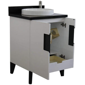 Bellaterra Home Vanity BellaTerra Home 25" Single sink vanity in White finish with Black galaxy granite and round sink 408800-25-WH-BGRD