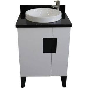 Bellaterra Home Vanity BellaTerra Home 25" Single sink vanity in White finish with Black galaxy granite and round sink 408800-25-WH-BGRD