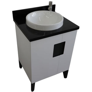 Bellaterra Home Vanity BellaTerra Home 25" Single sink vanity in White finish with Black galaxy granite and round sink 408800-25-WH-BGRD