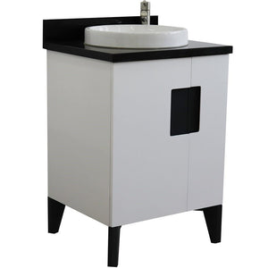 Bellaterra Home Vanity BellaTerra Home 25" Single sink vanity in White finish with Black galaxy granite and round sink 408800-25-WH-BGRD
