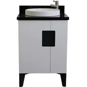 Bellaterra Home Vanity BellaTerra Home 25" Single sink vanity in White finish with Black galaxy granite and round sink 408800-25-WH-BGRD