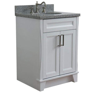 Bellaterra Home Vanity BellaTerra Home 25" Single Sink Vanity in White Finish with Gray Granite and Oval Sink 400700-25-WH-GYO