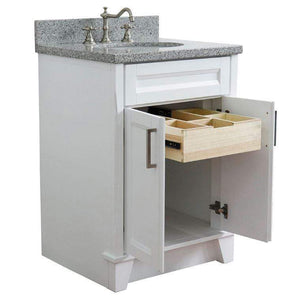Bellaterra Home Vanity BellaTerra Home 25" Single Sink Vanity in White Finish with Gray Granite and Oval Sink 400700-25-WH-GYO