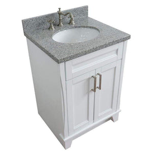 Bellaterra Home Vanity BellaTerra Home 25" Single Sink Vanity in White Finish with Gray Granite and Oval Sink 400700-25-WH-GYO