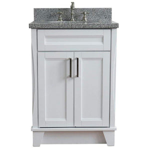 Bellaterra Home Vanity BellaTerra Home 25" Single Sink Vanity in White Finish with Gray Granite and Oval Sink 400700-25-WH-GYO