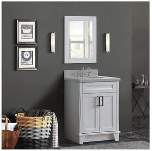 Bellaterra Home Vanity BellaTerra Home 25" Single Sink Vanity in White Finish with Gray Granite and Oval Sink 400700-25-WH-GYO
