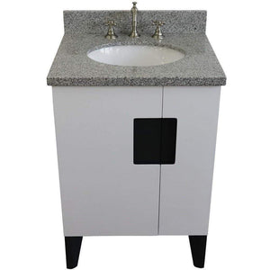 Bellaterra Home Vanity BellaTerra Home 25" Single sink vanity in White finish with Gray granite and oval sink 408800-25-WH-GYO