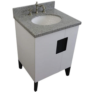Bellaterra Home Vanity BellaTerra Home 25" Single sink vanity in White finish with Gray granite and oval sink 408800-25-WH-GYO