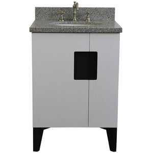 Bellaterra Home Vanity BellaTerra Home 25" Single sink vanity in White finish with Gray granite and oval sink 408800-25-WH-GYO