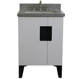 Bellaterra Home Vanity BellaTerra Home 25" Single sink vanity in White finish with Gray granite and rectangle sink 408800-25-WH-GYR