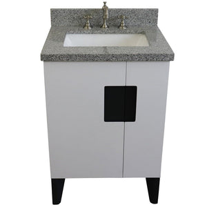 Bellaterra Home Vanity BellaTerra Home 25" Single sink vanity in White finish with Gray granite and rectangle sink 408800-25-WH-GYR