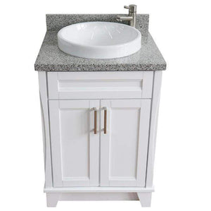 Bellaterra Home Vanity BellaTerra Home 25" Single Sink Vanity in White Finish with Gray Granite and Round Sink 400700-25-WH-GYRD