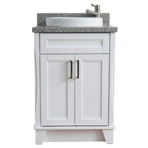 Bellaterra Home Vanity BellaTerra Home 25" Single Sink Vanity in White Finish with Gray Granite and Round Sink 400700-25-WH-GYRD