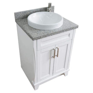 Bellaterra Home Vanity BellaTerra Home 25" Single Sink Vanity in White Finish with Gray Granite and Round Sink 400700-25-WH-GYRD