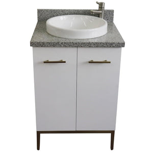 Bellaterra Home Vanity BellaTerra Home 25" Single sink vanity in White finish with Gray granite and round sink 408001-25-WH-GYRD
