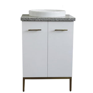 Bellaterra Home Vanity BellaTerra Home 25" Single sink vanity in White finish with Gray granite and round sink 408001-25-WH-GYRD