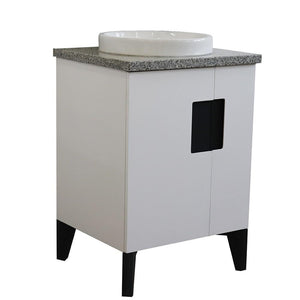 Bellaterra Home Vanity BellaTerra Home 25" Single sink vanity in White finish with Gray granite and round sink 408800-25-WH-GYRD