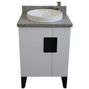 Bellaterra Home Vanity BellaTerra Home 25" Single sink vanity in White finish with Gray granite and round sink 408800-25-WH-GYRD