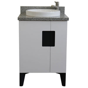 Bellaterra Home Vanity BellaTerra Home 25" Single sink vanity in White finish with Gray granite and round sink 408800-25-WH-GYRD