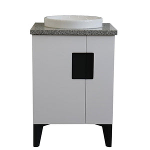 Bellaterra Home Vanity BellaTerra Home 25" Single sink vanity in White finish with Gray granite and round sink 408800-25-WH-GYRD