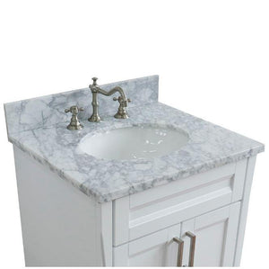 Bellaterra Home Vanity BellaTerra Home 25" Single sink vanity in White finish with White Carrara Marble and Oval Sink 400700-25-WH-WMO