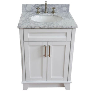 Bellaterra Home Vanity BellaTerra Home 25" Single sink vanity in White finish with White Carrara Marble and Oval Sink 400700-25-WH-WMO