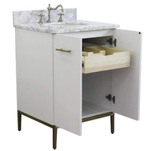 Load image into Gallery viewer, Bellaterra Home Vanity BellaTerra Home 25&quot; Single sink vanity in White finish with White carrara marble and oval sink 408001-25-WH-WMO