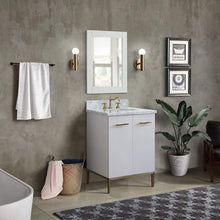 Load image into Gallery viewer, Bellaterra Home Vanity BellaTerra Home 25&quot; Single sink vanity in White finish with White carrara marble and oval sink 408001-25-WH-WMO