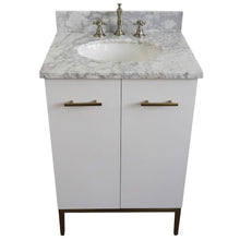 Load image into Gallery viewer, Bellaterra Home Vanity BellaTerra Home 25&quot; Single sink vanity in White finish with White carrara marble and oval sink 408001-25-WH-WMO