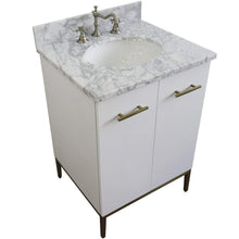 Load image into Gallery viewer, Bellaterra Home Vanity BellaTerra Home 25&quot; Single sink vanity in White finish with White carrara marble and oval sink 408001-25-WH-WMO