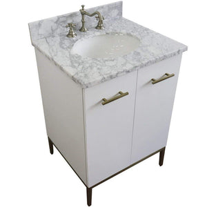 Bellaterra Home Vanity BellaTerra Home 25" Single sink vanity in White finish with White carrara marble and oval sink 408001-25-WH-WMO