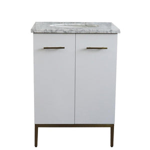 Bellaterra Home Vanity BellaTerra Home 25" Single sink vanity in White finish with White carrara marble and oval sink 408001-25-WH-WMO